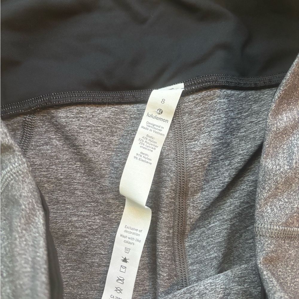 Lululemon Heathered Gray Black Pace Rival Cropped Leggings Womens Size 8 - Picture 5 of 10
